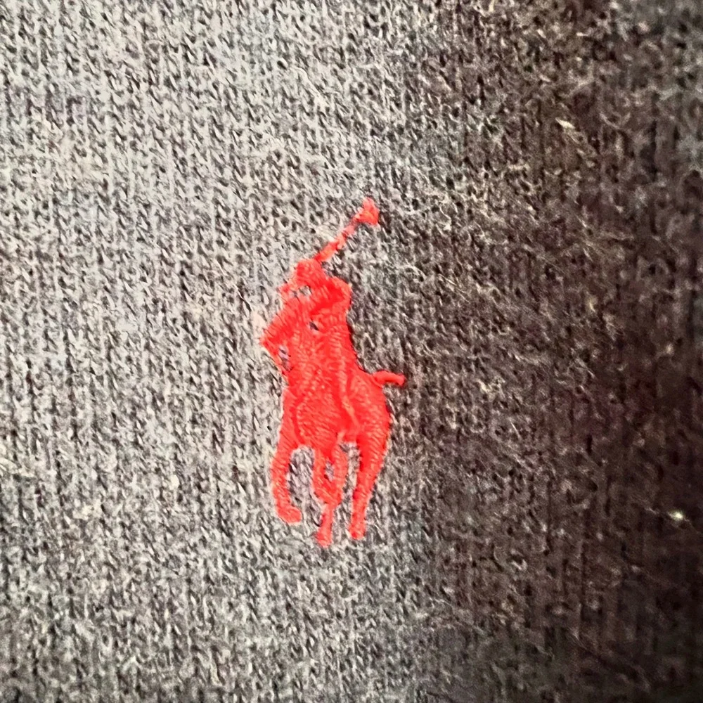 Polo Ralph Lauren Mens XL Quarter Zip Pullover Sweater Navy Blue Red Pony Logo